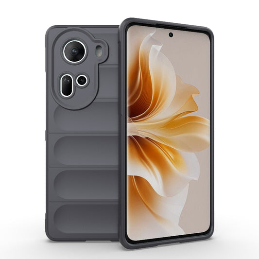 For OPPO Reno11 5G Global Magic Shield TPU + Flannel Phone Case(Dark Grey) - OPPO Cases by buy2fix | Online Shopping UK | buy2fix