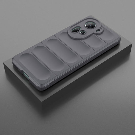 For OPPO Reno11 5G Global Magic Shield TPU + Flannel Phone Case(Dark Grey) - OPPO Cases by buy2fix | Online Shopping UK | buy2fix
