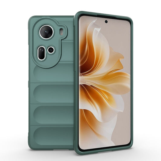 For OPPO Reno11 5G Global Magic Shield TPU + Flannel Phone Case(Dark Green) - OPPO Cases by buy2fix | Online Shopping UK | buy2fix