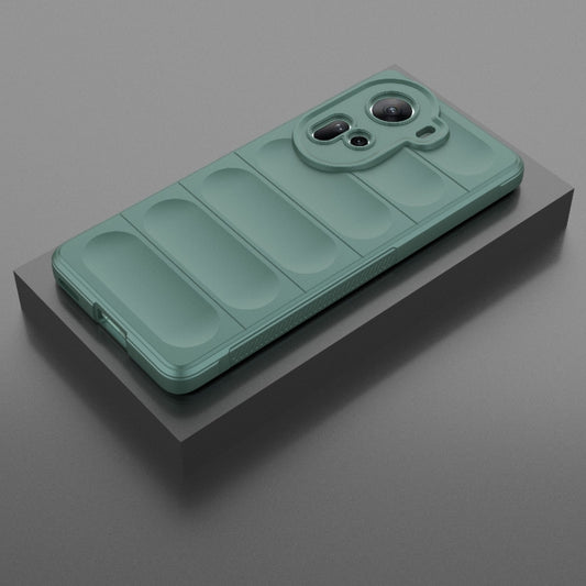 For OPPO Reno11 5G Global Magic Shield TPU + Flannel Phone Case(Dark Green) - OPPO Cases by buy2fix | Online Shopping UK | buy2fix
