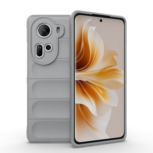 For OPPO Reno11 5G Global Magic Shield TPU + Flannel Phone Case(Grey) - OPPO Cases by buy2fix | Online Shopping UK | buy2fix