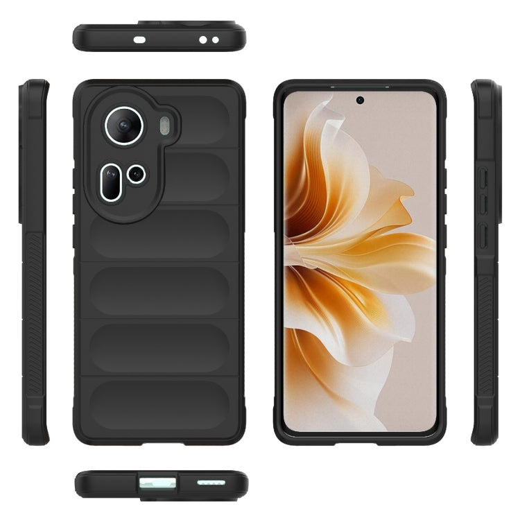 For OPPO Reno11 5G Global Magic Shield TPU + Flannel Phone Case(Black) - OPPO Cases by buy2fix | Online Shopping UK | buy2fix