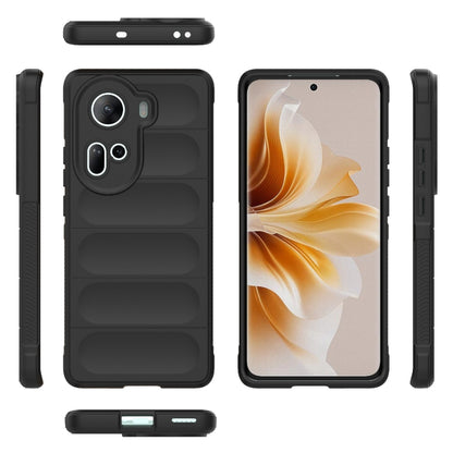 For OPPO Reno11 5G Global Magic Shield TPU + Flannel Phone Case(Black) - OPPO Cases by buy2fix | Online Shopping UK | buy2fix