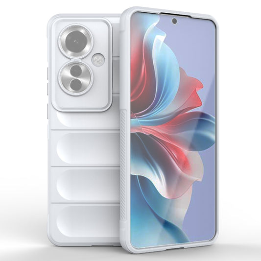 For OPPO Reno11 F 5G Global Magic Shield TPU + Flannel Phone Case(White) - OPPO Cases by buy2fix | Online Shopping UK | buy2fix