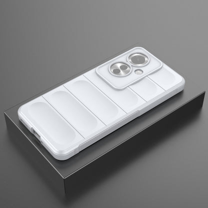For OPPO Reno11 F 5G Global Magic Shield TPU + Flannel Phone Case(White) - OPPO Cases by buy2fix | Online Shopping UK | buy2fix