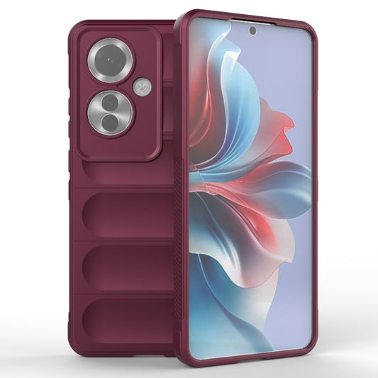 For OPPO Reno11 F 5G Global Magic Shield TPU + Flannel Phone Case(Wine Red) - OPPO Cases by buy2fix | Online Shopping UK | buy2fix