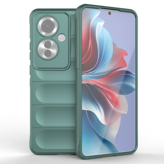 For OPPO Reno11 F 5G Global Magic Shield TPU + Flannel Phone Case(Dark Green)
