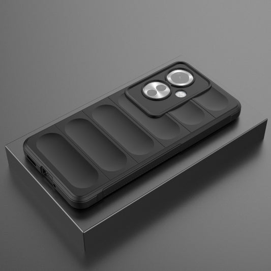 For OPPO Reno11 F 5G Global Magic Shield TPU + Flannel Phone Case(Black) - OPPO Cases by buy2fix | Online Shopping UK | buy2fix