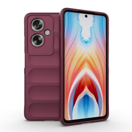 For OPPO A79 5G Global Magic Shield TPU + Flannel Phone Case(Wine Red) by buy2fix