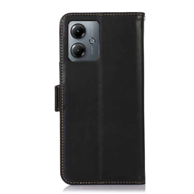 For Motorola Moto G14 4G Magnetic Crazy Horse Texture Genuine Leather Phone Case(Black) - Motorola Cases by buy2fix | Online Shopping UK | buy2fix