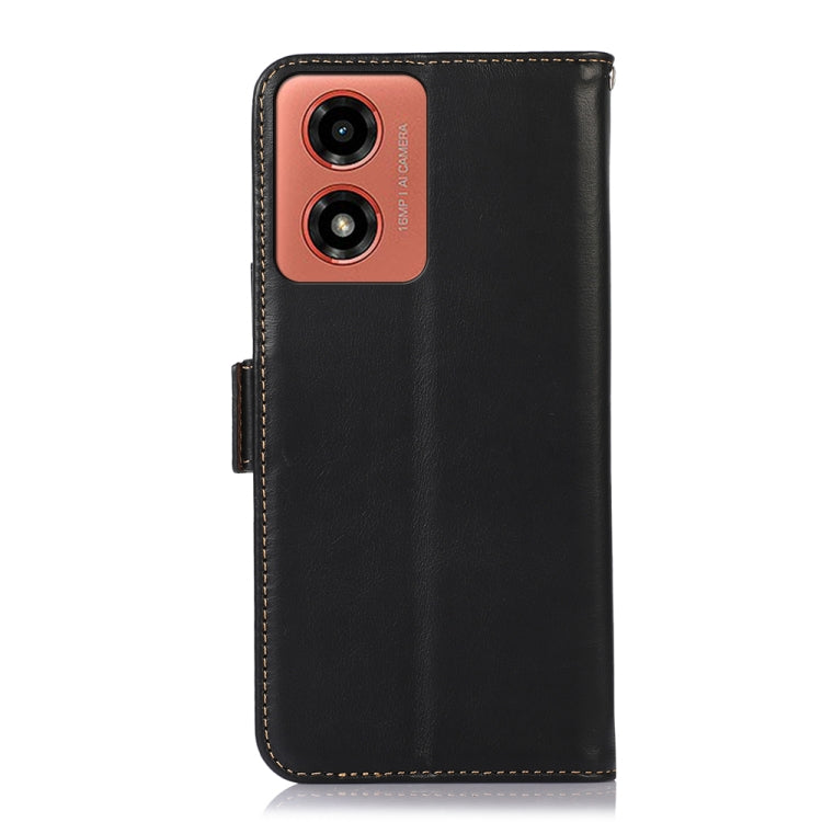 For Motorola Moto G04 / G24 Magnetic Crazy Horse Texture Genuine Leather Phone Case(Black) - Motorola Cases by buy2fix | Online Shopping UK | buy2fix