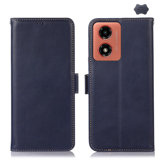 For Motorola Moto G04 / G24 Magnetic Crazy Horse Texture Genuine Leather Phone Case(Blue) - Motorola Cases by buy2fix | Online Shopping UK | buy2fix