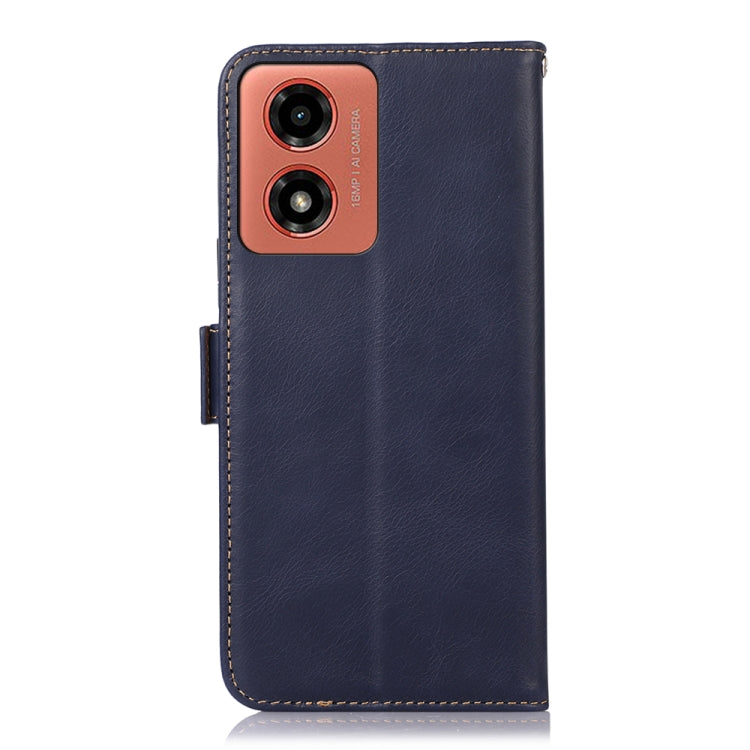 For Motorola Moto G04 / G24 Magnetic Crazy Horse Texture Genuine Leather Phone Case(Blue) - Motorola Cases by buy2fix | Online Shopping UK | buy2fix
