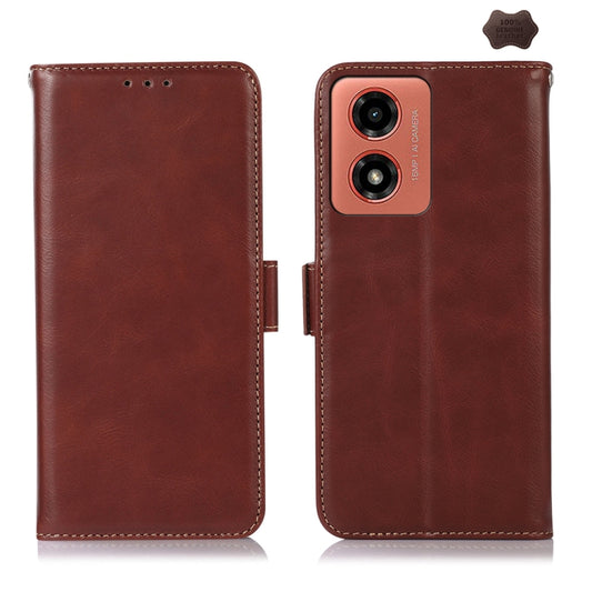 For Motorola Moto G04 / G24 Magnetic Crazy Horse Texture Genuine Leather Phone Case(Brown) - Motorola Cases by buy2fix | Online Shopping UK | buy2fix
