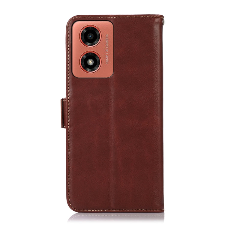 For Motorola Moto G04 / G24 Magnetic Crazy Horse Texture Genuine Leather Phone Case(Brown) - Motorola Cases by buy2fix | Online Shopping UK | buy2fix