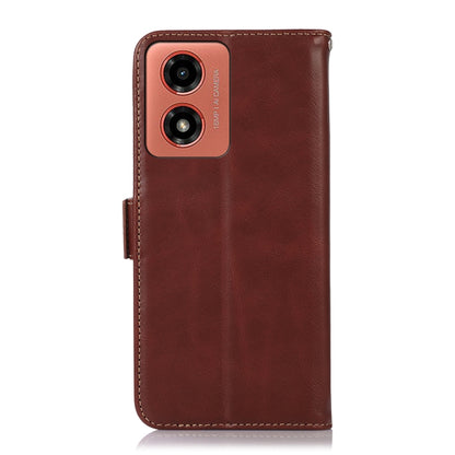 For Motorola Moto G04 / G24 Magnetic Crazy Horse Texture Genuine Leather Phone Case(Brown) - Motorola Cases by buy2fix | Online Shopping UK | buy2fix