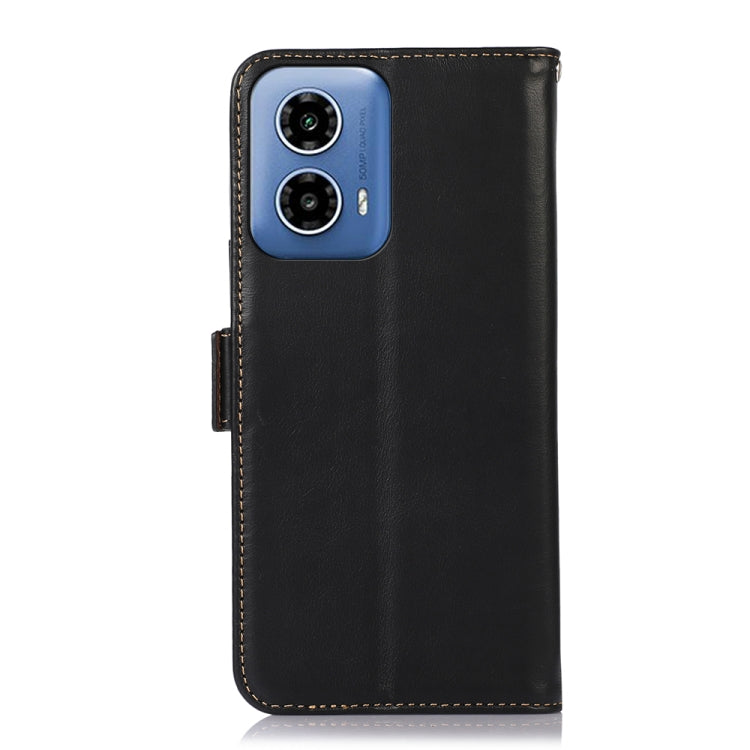 For Motorola Moto G34 Magnetic Crazy Horse Texture Genuine Leather Phone Case(Black) - Motorola Cases by buy2fix | Online Shopping UK | buy2fix