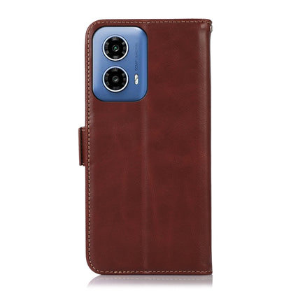 For Motorola Moto G34 Magnetic Crazy Horse Texture Genuine Leather Phone Case(Brown) - Motorola Cases by buy2fix | Online Shopping UK | buy2fix