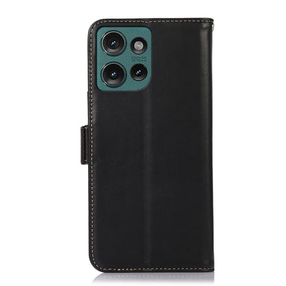 For Motorola Edge 50 Global Magnetic Crazy Horse Texture Genuine Leather Phone Case(Black) - Motorola Cases by buy2fix | Online Shopping UK | buy2fix