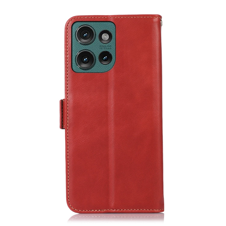 For Motorola Edge 50 Global Magnetic Crazy Horse Texture Genuine Leather Phone Case(Red) - Motorola Cases by buy2fix | Online Shopping UK | buy2fix