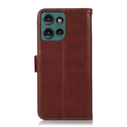 For Motorola Edge 50 Global Magnetic Crazy Horse Texture Genuine Leather Phone Case(Brown) - Motorola Cases by buy2fix | Online Shopping UK | buy2fix