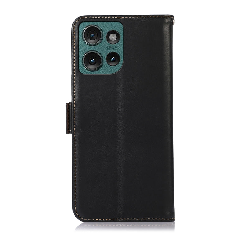 For Motorola Edge 50 Neo Magnetic Crazy Horse Texture Genuine Leather Phone Case(Black) - Motorola Cases by buy2fix | Online Shopping UK | buy2fix