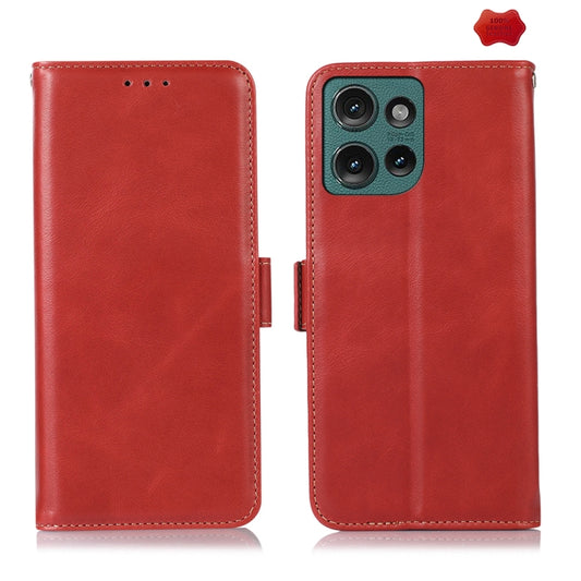 For Motorola Edge 50 Neo Magnetic Crazy Horse Texture Genuine Leather Phone Case(Red) - Motorola Cases by buy2fix | Online Shopping UK | buy2fix