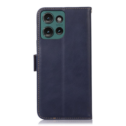 For Motorola Edge 50 Neo Magnetic Crazy Horse Texture Genuine Leather Phone Case(Blue) - Motorola Cases by buy2fix | Online Shopping UK | buy2fix