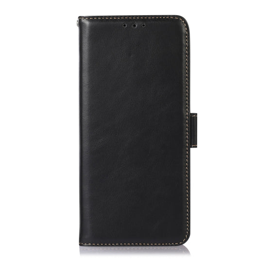 For Motorola Moto G35 Magnetic Crazy Horse Texture Genuine Leather Phone Case(Black) - Motorola Cases by buy2fix | Online Shopping UK | buy2fix