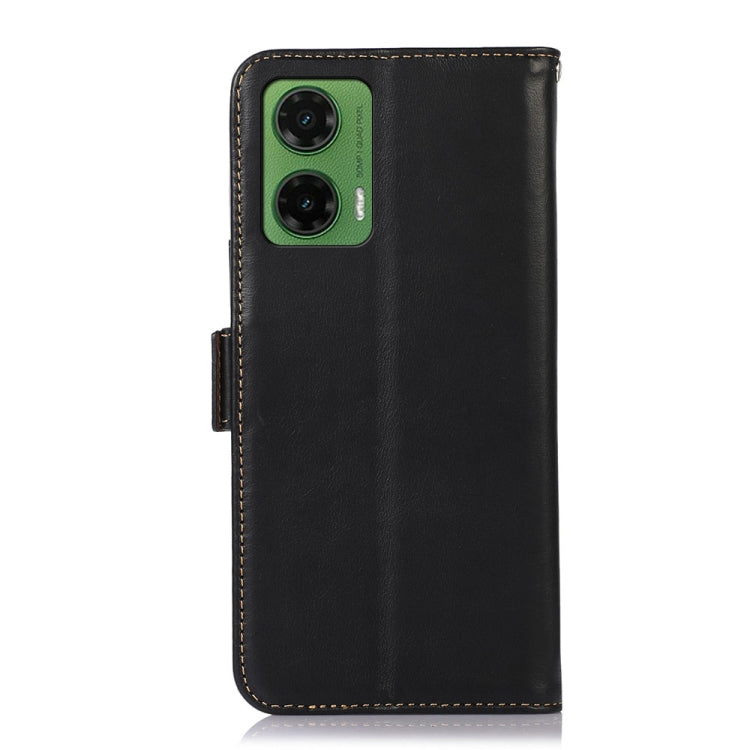 For Motorola Moto G35 Magnetic Crazy Horse Texture Genuine Leather Phone Case(Black) - Motorola Cases by buy2fix | Online Shopping UK | buy2fix