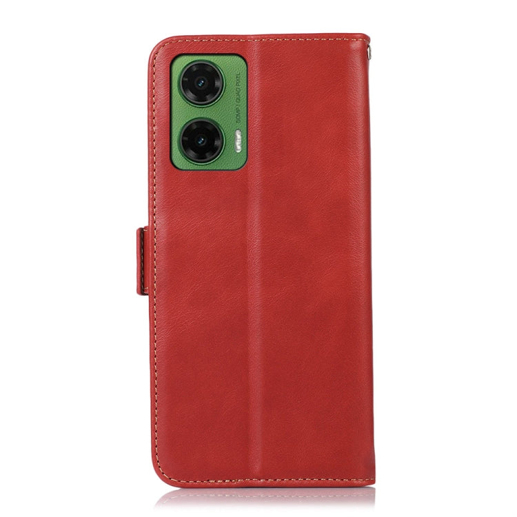 For Motorola Moto G35 Magnetic Crazy Horse Texture Genuine Leather Phone Case(Red) - Motorola Cases by buy2fix | Online Shopping UK | buy2fix