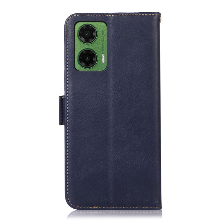 For Motorola Moto G35 Magnetic Crazy Horse Texture Genuine Leather Phone Case(Blue) - Motorola Cases by buy2fix | Online Shopping UK | buy2fix