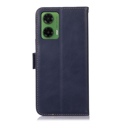 For Motorola Moto G35 Magnetic Crazy Horse Texture Genuine Leather Phone Case(Blue) - Motorola Cases by buy2fix | Online Shopping UK | buy2fix