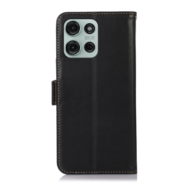 For Motorola Moto G75 5G Magnetic Crazy Horse Texture Genuine Leather Phone Case(Black) - Motorola Cases by buy2fix | Online Shopping UK | buy2fix