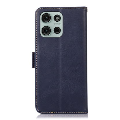 For Motorola Moto G75 5G Magnetic Crazy Horse Texture Genuine Leather Phone Case(Blue) - Motorola Cases by buy2fix | Online Shopping UK | buy2fix