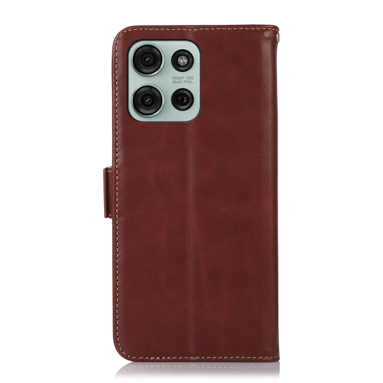 For Motorola Moto G75 5G Magnetic Crazy Horse Texture Genuine Leather Phone Case(Brown) - Motorola Cases by buy2fix | Online Shopping UK | buy2fix