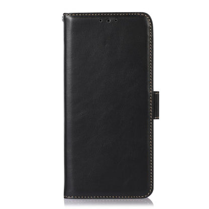 For Motorola Moto G15 4G Magnetic Crazy Horse Texture Genuine Leather Phone Case(Black) - Motorola Cases by buy2fix | Online Shopping UK | buy2fix