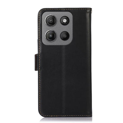 For Motorola Moto G15 4G Magnetic Crazy Horse Texture Genuine Leather Phone Case(Black) - Motorola Cases by buy2fix | Online Shopping UK | buy2fix