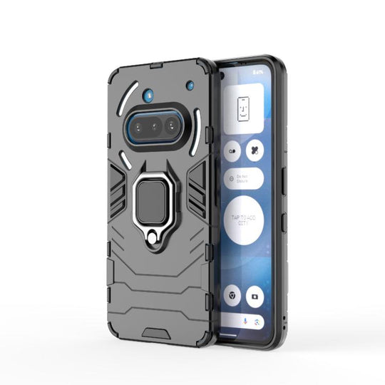 For Nothing Phone 3a Shockproof PC + TPU Holder Phone Case(Black)