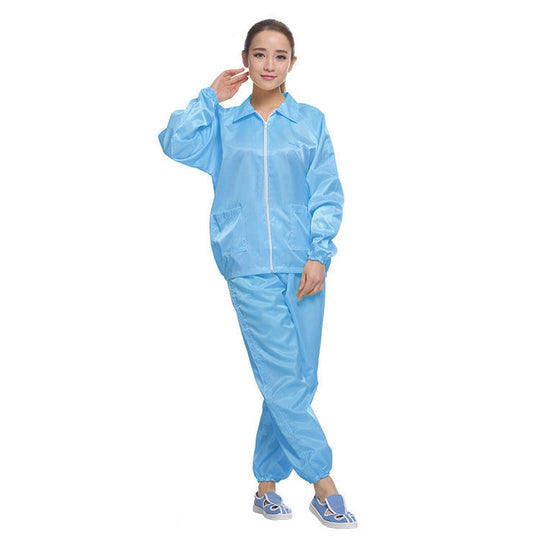 Anti Static Split Lapel Dustless Clothing Food Protection Stripe Clean Clothes, Size:XXXXXL(Blue)