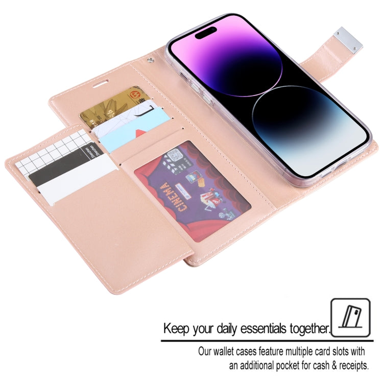 For iPhone 15 Pro GOOSPERY RICH DIARY Crazy Horse Texture Leather Phone Case(Rose Gold) - iPhone 15 Pro Cases by GOOSPERY | Online Shopping UK | buy2fix