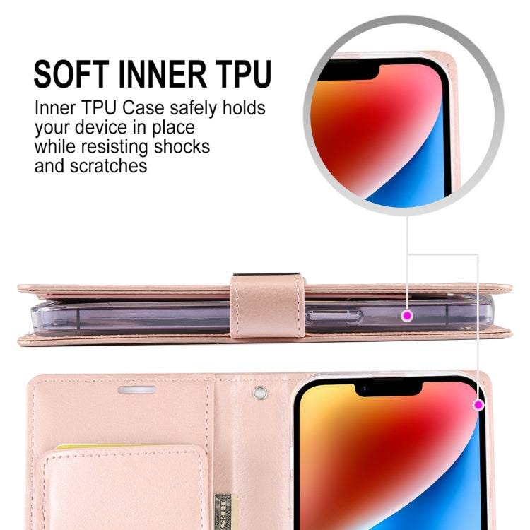 For iPhone 15 Plus GOOSPERY RICH DIARY Crazy Horse Texture Leather Phone Case(Rose Red) - iPhone 15 Plus Cases by GOOSPERY | Online Shopping UK | buy2fix