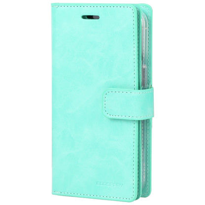 For iPhone 15 GOOSPERY MANSOOR DIARY 9 Card Slots Leather Phone Case(Mint Green) - iPhone 15 Cases by GOOSPERY | Online Shopping UK | buy2fix