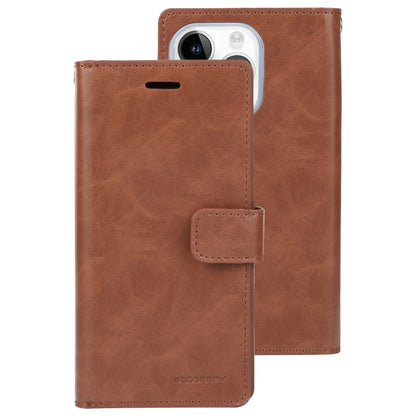 For iPhone 15 Pro GOOSPERY MANSOOR DIARY 9 Card Slots Leather Phone Case(Brown) - iPhone 15 Pro Cases by GOOSPERY | Online Shopping UK | buy2fix