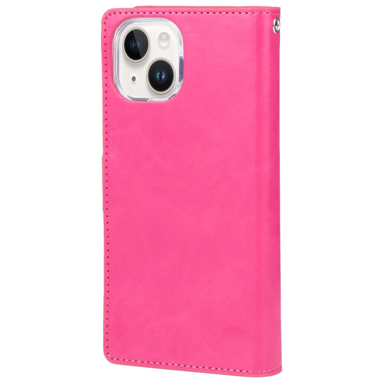 For iPhone 15 Plus GOOSPERY MANSOOR DIARY 9 Card Slots Leather Phone Case(Rose Red) - iPhone 15 Plus Cases by GOOSPERY | Online Shopping UK | buy2fix