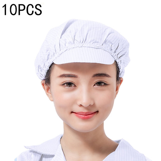 10 PCS Anti-static Dust-free Workshop Duck Tongue Working Cap With Skylight, Size:S(White)