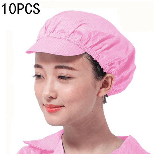 10 PCS Anti-static Dust-free Workshop Duck Tongue Working Cap With Skylight, Size:S(Pink)