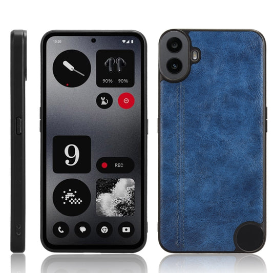For Nothing CMF Phone 1 Cow Pattern Sewing Back Cover Phone Case(Blue) - Nothing Cases by buy2fix | Online Shopping UK | buy2fix