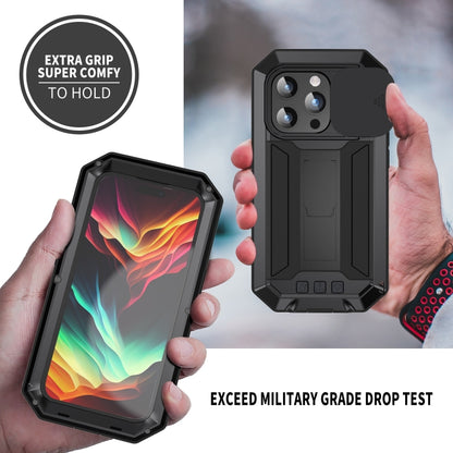 For iPhone 15 Pro Max R-JUST Sliding Camera IP54 Life Waterproof Holder Phone Case(Black) - iPhone 15 Pro Max Cases by R-JUST | Online Shopping UK | buy2fix