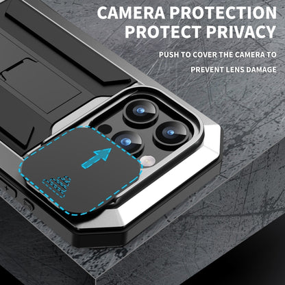 For iPhone 15 Pro Max R-JUST Sliding Camera IP54 Life Waterproof Holder Phone Case(Silver) - iPhone 15 Pro Max Cases by R-JUST | Online Shopping UK | buy2fix